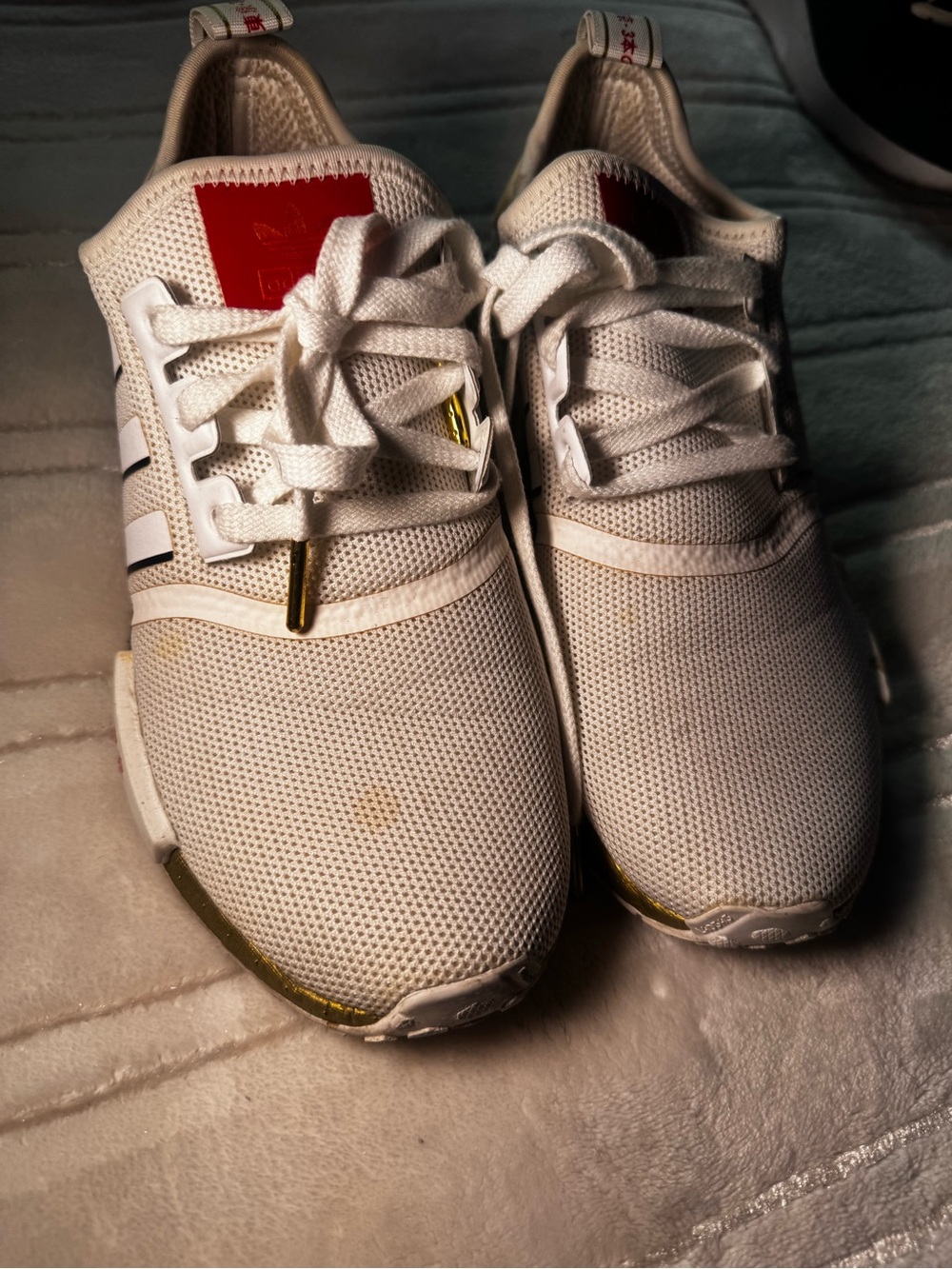 adidas Cream Sneakers with Red Logo Accent